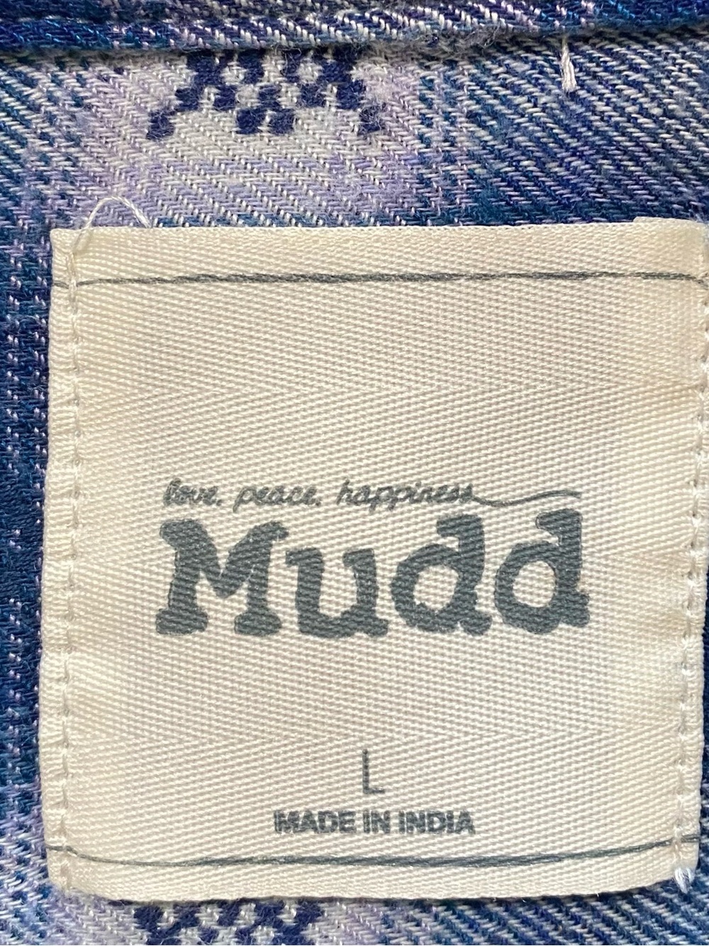 MUDD Y2K western Boho grunge, blue and white plaid shirt - Picture 2 of 13